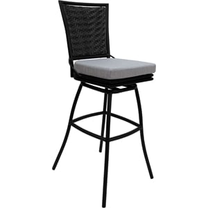 Outdoor/Indoor Extra Tall Swivel Stool 34&quot - Elon Armless - Cream Fabric - Black