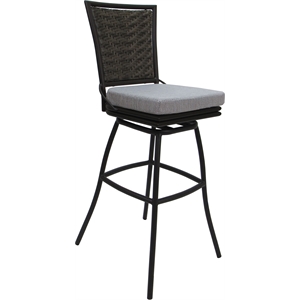Outdoor/Indoor Extra Tall Swivel Stool -Elon Armless - Cream Fabric - Dark Brown