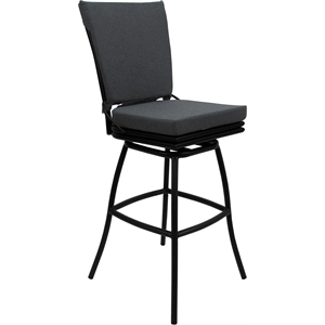 Outdoor/Indoor Swivel Counter Stool 26&quot - Ofir Armless - Charcoal Fabric - Black