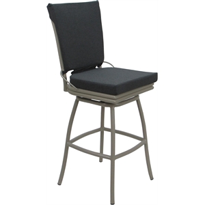 Outdoor/Indoor Swivel Bar Stool 30&quot Seat -Ofir Armless - Charcoal Fabric - Beige