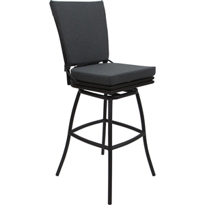 Outdoor/Indoor Swivel Bar Stool 30&quot Seat Ofir Armless Charcoal Fabric Dark Brown