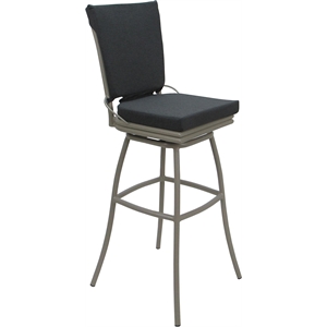 Outdoor/Indoor Swivel Extra Tall Stool 34&quot -Ofir Armless Charcoal Fabric - Beige