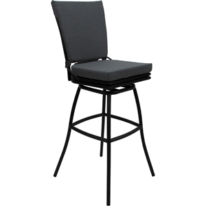 Outdoor/Indoor Swivel Extra Tall Stool 34&quot -Ofir Armless Charcoal Fabric - Black