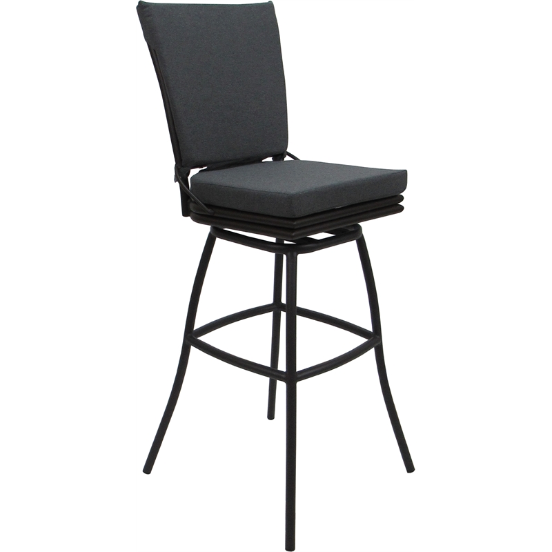 Outdoor/Indoor Swivel Extra Tall Stool - Ofir Armless Charcoal Fabric Dark Brown