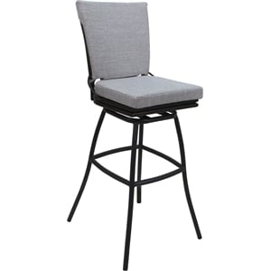Outdoor/Indoor Swivel Extra Tall Stool -Ofir Armless - Cream Fabric - Dark Brown