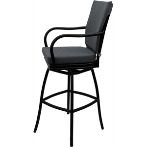 Outdoor/Indoor Swivel Counter Stool 26&quot Seat - Ofir - Charcoal Fabric - Black