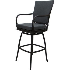 Outdoor/Indoor Swivel Counter Stool 26&quot - Ofir Arms Charcoal Fabric - Dark Brown