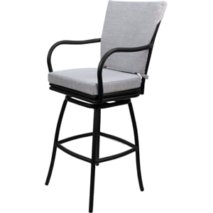 Outdoor/Indoor Swivel Counter Stool 26&quot Seat - Ofir Arms - Cream Fabric - Black
