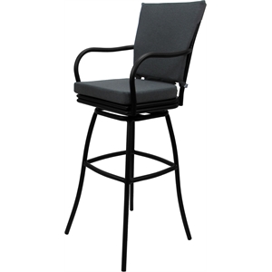 Outdoor/Indoor Swivel Extra Tall Stool 34&quot Seat - Ofir - Charcoal Fabric - Black
