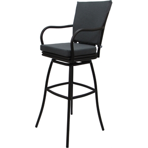 Outdoor/Indoor Swivel Extra Tall Stool 34&quot Seat -Ofir Charcoal Fabric Dark Brown