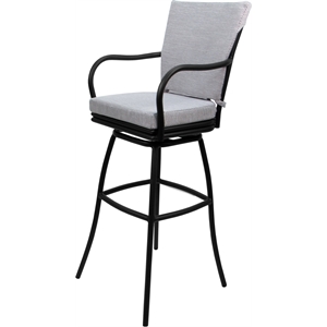 Outdoor/Indoor Swivel Extra Tall Stool 34&quot Seat - Ofir - Cream Fabric - Black