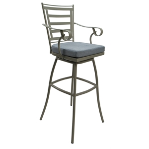 Outdoor/Indoor Swivel Extra Tall Stool 34&quot Seat - Jordan - Blue Fabric - Beige