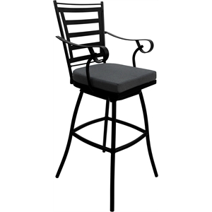 Outdoor/Indoor Swivel Extra Tall Stool 34&quot Seat Jordan - Charcoal Fabric - Black