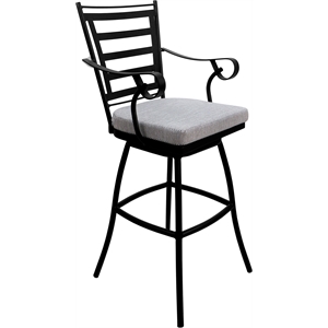 Outdoor/Indoor Swivel Extra Tall Stool 34&quot - Jordan with Arms Cream Fabric Black