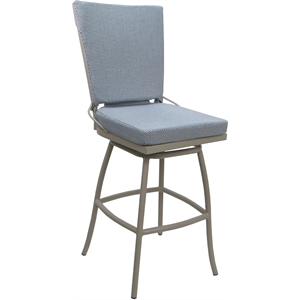 Outdoor/Indoor Swivel Bar Stool 30&quot Seat - Jamey Armless - Blue Fabric - Beige