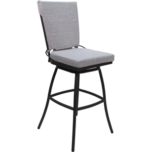 Outdoor/Indoor Swivel Bar Stool 30&quot Seat Jamey Armless Cream Fabric - Dark Brown