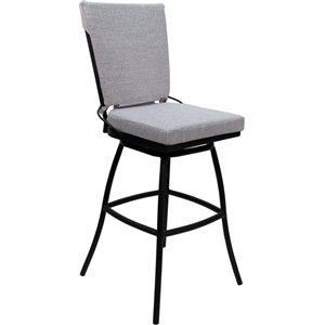 Outdoor/Indoor Swivel Bar Stool 30&quot Seat - Jamey Armless - Cream Fabric - Black