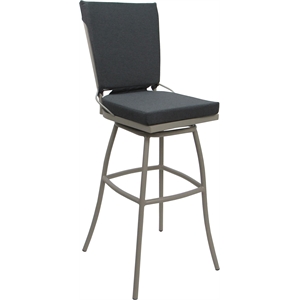 Outdoor/Indoor Swivel Extra Tall Stool 34&quot - Jamey Armless Charcoal Fabric Beige