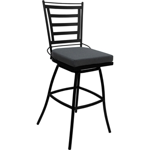 Outdoor/Indoor Counter Stool 26&quot Seat - Jordan Armless - Charcoal Fabric - Black