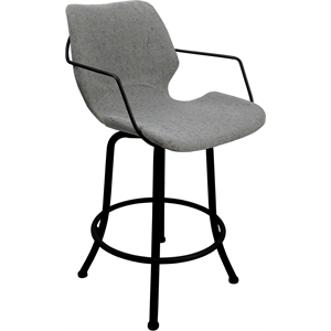 Swivel Metal Bar Stool 30&quot Seat - Asheville - Hemsath Slate Fabric - Black