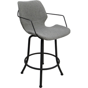 Swivel Metal Bar Stool 30&quot Seat - Asheville - Hemsath Slate Fabric - Gray