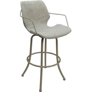 Swivel Metal Counter Stool 26&quot Seat - Asheville - Stucco Cream Fabric - Beige