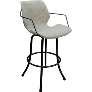 Swivel Metal Counter Stool 26&quot Seat - Asheville - Stucco Cream Fabric - Gray