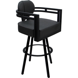 Swivel Metal Counter Stool 26&quot Seat - Madir - Gray Vinyl - Black