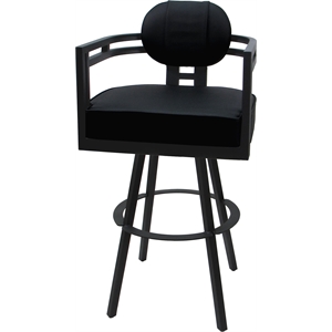 Swivel Metal Counter Stool 26&quot Seat - Madir - Black Vinyl - Gray