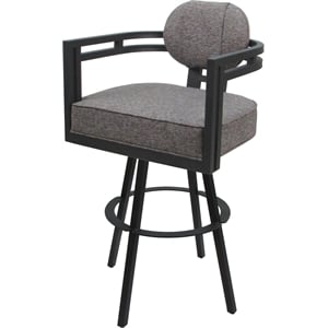Swivel Metal Counter Stool 26&quot Seat - Madir - Mojave Gray Fabric - Gray