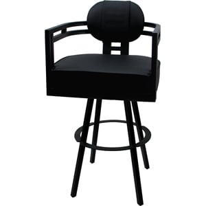 Swivel Metal Bar Stool 30&quot Seat - Madir - Black Vinyl - Black