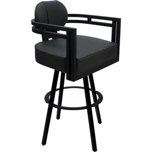 Swivel Metal Bar Stool 30&quot Seat - Madir - Gray Vinyl - Black