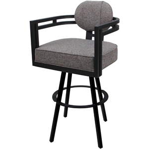 Swivel Metal Bar Stool 30&quot Seat - Madir - Mojave Gray Fabric - Black