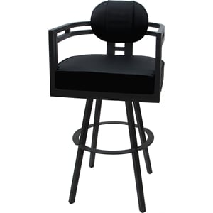 Swivel Metal Bar Stool 30&quot Seat - Madir - Black Vinyl - Gray