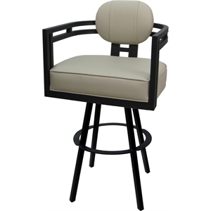 Swivel Metal Extra Tall Stool 34&quot Seat - Madir - Ocean Beige Vinyl - Black
