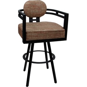 Swivel Metal Extra Tall Stool 34&quot Seat - Madir - Watusi Madder Red Fabric -Black