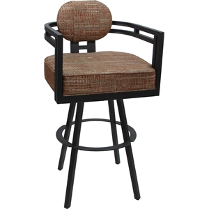 Swivel Metal Extra Tall Stool 34&quot Seat - Madir - Watusi Madder Red Fabric - Gray