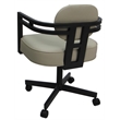 Swivel Metal Dining Caster Chair - Madir - Ocean Beige Vinyl - Black