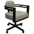 Swivel Metal Dining Caster Chair - Madir - Ocean Beige Vinyl - Black