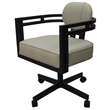 Swivel Metal Dining Caster Chair - Madir - Ocean Beige Vinyl - Black