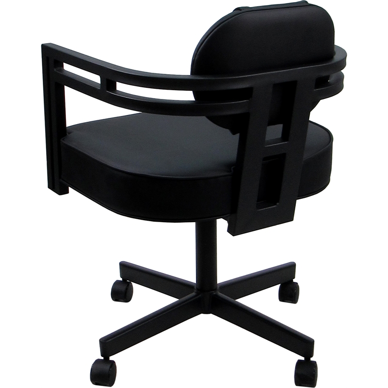 Swivel Metal Dining Caster Chair - Madir - Black Vinyl - Black