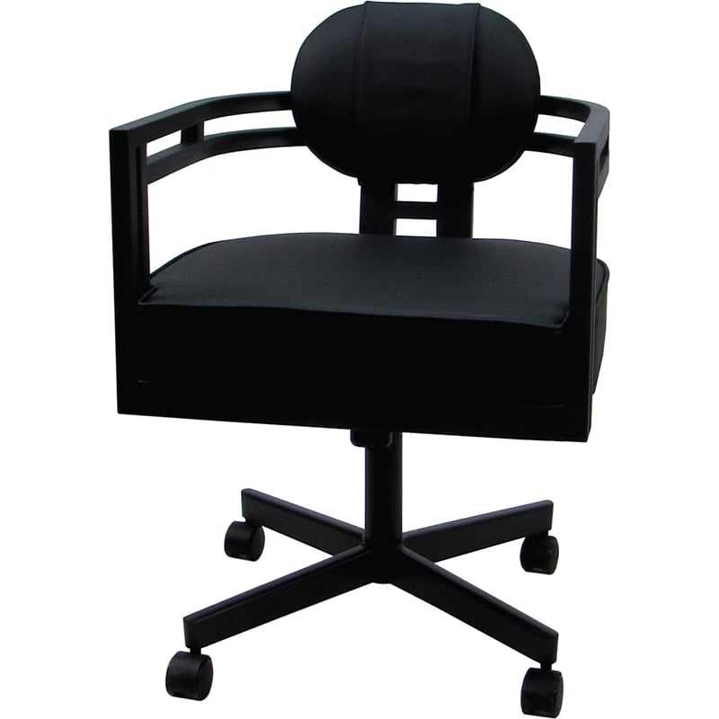 Swivel Metal Dining Caster Chair - Madir - Black Vinyl - Black
