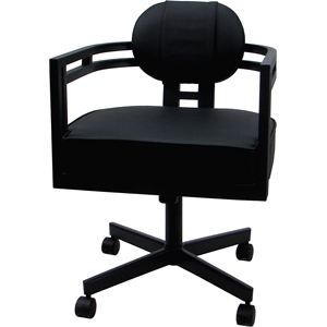 Swivel Metal Dining Caster Chair - Madir - Black Vinyl - Black