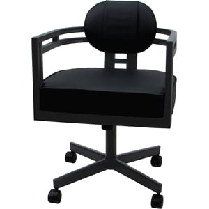 Swivel Metal Dining Caster Chair - Madir - Black Vinyl - Gray