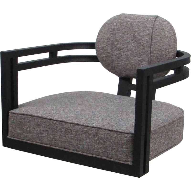 Swivel Metal Dining Caster Chair - Madir - Mojave Gray Fabric - Black