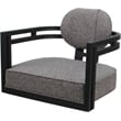 Swivel Metal Dining Caster Chair - Madir - Mojave Gray Fabric - Black