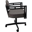 Swivel Metal Dining Caster Chair - Madir - Mojave Gray Fabric - Black