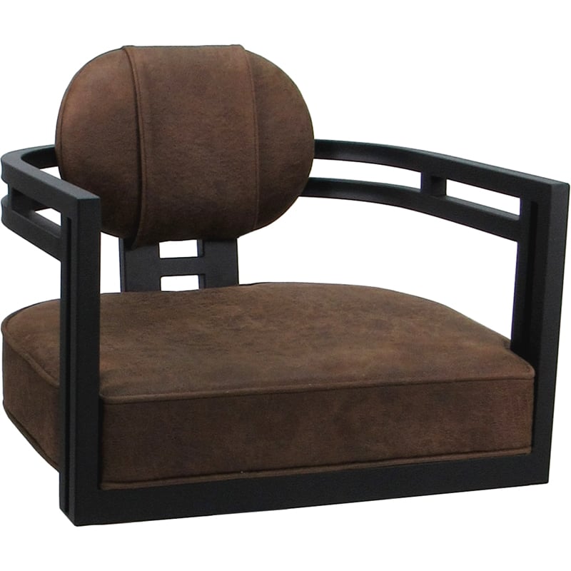 Swivel Metal Dining Caster Chair - Madir - NW Whiskey Brown Fabric - Black