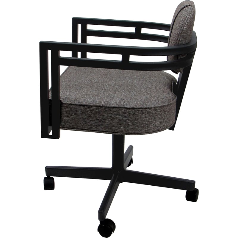 Swivel Metal Dining Caster Chair - Madir - Mojave Gray Fabric - Gray