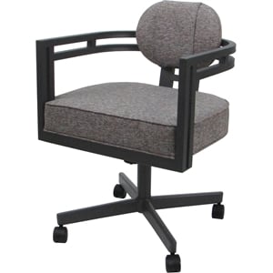 Swivel Metal Dining Caster Chair - Madir - Mojave Gray Fabric - Gray